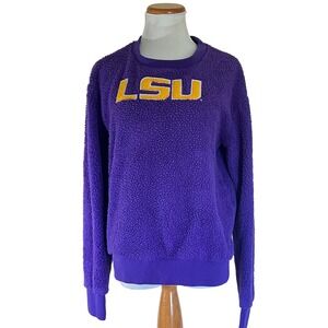 LSU Tigers Purple Gold Sherpa‎ Pullover Sweatshirt Collegiate NCAA - Size Medium